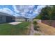Well-maintained backyard with lush green grass, defined garden beds, and a serene outdoor atmosphere at 449 Halter Dr, Apopka, FL 32712