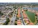This aerial view captures the property in a well-planned community next to a serene lake and lush landscaping at 5337 Watervista Dr, Orlando, FL 32821