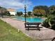 Community pool surrounded by brick, grass, and a picnic table, offering a relaxing outdoor space at 6095 Village Cir # 6095, Orlando, FL 32822