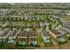 An aerial view shows neighborhood homes, landscaping and streets at 7519 Marker Ave, Kissimmee, FL 34747