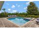Backyard pool featuring a private swimming pool, in-ground hot tub, brick pavers, and lounge chairs at 7519 Marker Ave, Kissimmee, FL 34747