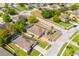 Overhead view of a neighborhood highlighting properties with pools, solar panels, and landscaped yards at 807 Ayden Oak Ln, Ocoee, FL 34761