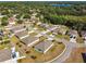 Panoramic aerial view of a residential area featuring neatly arranged homes and tree-lined streets at 1816 Forest Glen Dr, Fruitland Park, FL 34731