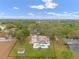 Gorgeous aerial view of a property that highlights its spacious yard, pool and shed at 1901 Lakeshore Cir, Longwood, FL 32750
