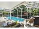 Inviting screened-in pool area featuring comfortable seating and views of lush greenery at 2611 Burwood Ave, Orlando, FL 32837