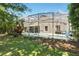 Screened-in pool with lush surrounding landscape and well-manicured lawn at 2611 Burwood Ave, Orlando, FL 32837