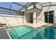 Backyard with a sparkling screened-in pool and a covered patio, perfect for enjoying outdoor living at 3009 Penelope Loop, Kissimmee, FL 34746