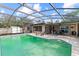 Large screened-in pool area with steps, backyard and plenty of patio space for seating and entertaining at 4021 Hargill Dr, Orlando, FL 32806