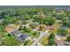 A landscape aerial view showcases a peaceful residential neighborhood with mature trees and manicured lawns at 609 Westview Dr, Minneola, FL 34715