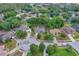 Aerial view of the property in a serene neighborhood, highlighting the pool, landscaping, and cul-de-sac location at 609 Westview Dr, Minneola, FL 34715