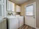 Laundry room with cabinets, washer, dryer, and exterior door at 898 Hendry Dr, Orlando, FL 32822