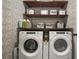 Well-organized laundry room features side-by-side washer and dryer units and plenty of storage at 6768 Coral Berry Dr, Mount Dora, FL 32757