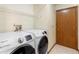 Functional laundry room with modern appliances and storage shelving at 1003 Chesterfield Cir, Winter Springs, FL 32708