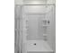 Well-lit shower stall featuring built-in shelves, perfect for storing essentials in a functional and clean space at 1200 Alstonia Ln, Mount Dora, FL 32757