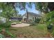 Lush backyard with mature trees, landscaping, screened lanai, and outdoor living space at 4411 Little Water St, Orlando, FL 32817