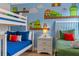 Themed bedroom with a bunk bed, twin bed, and colorful Mario Bros wall art at 5156 Oakbourne Ave, Davenport, FL 33837