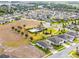 An aerial view of the neighborhood, highlighting the community pool, playground, and well-maintained landscaping at 714 Golden Elm Dr, Apopka, FL 32703