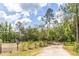Private gated entrance with a well-maintained driveway, mature trees, and lush greenery at 723 River Run Rd, Osteen, FL 32764