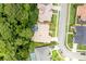 The aerial view shows the home's placement in a leafy neighborhood, close to mature trees at 812 Silverwood Dr, Lake Mary, FL 32746