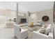 Airy living room featuring sleek furniture, a decorative rug, and an open layout leading to the kitchen at 9885 Montclair Circle Cir, Apopka, FL 32703