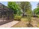 Beautiful backyard featuring mature trees, landscaping and screened in porch offering outdoor living space at 1108 Gibson St, Leesburg, FL 34748