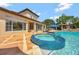 Luxury pool featuring a hot tub. Patio is set up for dining and entertaining at 1710 Bridgets Ct, Kissimmee, FL 34744