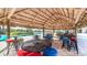 Tropical poolside bar area featuring a thatched roof, colorful seating, and views of the resort-style pool at 2916 Simile St, Kissimmee, FL 34746