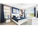 Comfortable bedroom featuring a white bed frame, blue accents, and serene natural light at 2936 Protagonist St, Kissimmee, FL 34746
