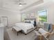 Relaxing main bedroom with tray ceilings, neutral tones, and ample natural light from the large windows at 4599 Storytelling Way, Kissimmee, FL 34746