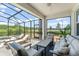 Screened patio with comfortable seating, perfect for relaxing and enjoying the scenic views at 4599 Storytelling Way, Kissimmee, FL 34746