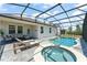 Beautiful pool and spa area with a screened-in lanai, ideal for outdoor entertaining at 4599 Storytelling Way, Kissimmee, FL 34746