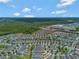 Aerial view highlighting the community amenities, including a pool, playground, sports court, and gathering spaces at 7564 Marker Ave, Kissimmee, FL 34747