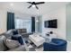 Spacious living room featuring a comfortable gray couch, modern decor, and lots of natural light at 1820 Summer Dr, Davenport, FL 33897