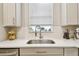 Close-up of the kitchen featuring a stainless steel sink, bright counter tops, and plentiful cabinet space at 2766 Purple Meadow Ct, Minneola, FL 34715