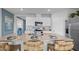Modern kitchen with white cabinetry, a large island with seating, and stainless steel appliances at 408 Taylor Groves Dr, Lake Wales, FL 33853