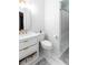 Bathroom featuring a modern vanity, toilet, and shower with gold hardware at 4833 Cypress Woods Dr # 4101, Orlando, FL 32811