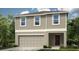 Charming two-story home featuring a neutral color scheme, inviting front entrance, and an attached two-car garage at 5109 Forget Me Not Ave, Lake Hamilton, FL 33851