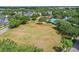 Aerial shot featuring a large green space for community activities, bordered by landscaped areas and nearby residences at 5489 Baldwin Park St, Orlando, FL 32814