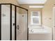 Modern bathroom with glass shower, soaking tub, and natural lighting at 829 Lakeworth Cir, Lake Mary, FL 32746