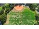 Overhead view of a park with soccer fields, baseball diamond, and mature trees providing shade at 829 Lakeworth Cir, Lake Mary, FL 32746