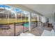 Covered patio with outdoor seating overlooking a screened pool and spa area at 9034 Stinger Dr, Davenport, FL 33896