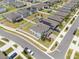 A beautiful aerial view of a two-story home with solar panels, a fenced yard, and green landscaping at 1616 Eucalyptus Way, Davenport, FL 33837