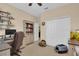 Inviting office features a desk, bookcase, and closet for efficient organization and storage at 23520 San Sebastian Ct, Sorrento, FL 32776