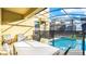 View of the screened pool area with the outdoor seating and dining area at 2791 Punctuation Pl, Kissimmee, FL 34746