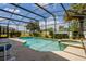 Beautiful screened pool with a spa and a spacious outdoor area, ideal for entertainment at 344 Cadiz Loop, Davenport, FL 33837
