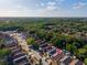 Beautiful home situated in a well-established neighborhood with mature trees, from an aerial at 9911 Dean Cove Ln, Orlando, FL 32825
