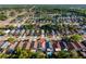 A lovely home with a beautiful pool in a mature neighborhood is pinpointed from an aerial view at 9911 Dean Cove Ln, Orlando, FL 32825