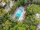Aerial view of a private pool area surrounded by lush greenery, providing a serene and secluded atmosphere at 111 Crown Oaks Way # 101, Longwood, FL 32779