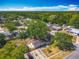 Aerial view of house nestled among mature trees in a quiet neighborhood at 1298 Scottsdale Dr, Ormond Beach, FL 32174