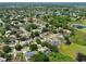 Aerial shot of a neighborhood with easy access to a lake, featuring homes and solar panels at 1302 Shelter Rock Rd, Orlando, FL 32835